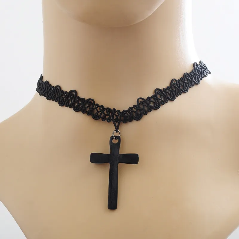 Handmade Vintage Stretch Tattoo Lace Choker Necklace For Women Gothic Punk  Elastic Cross Pendant Gothic Jewelry From Commo_dpp, $0.43